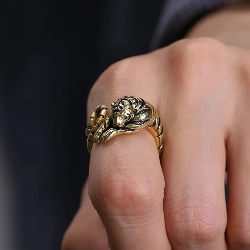 1 Stück heftige Tiger verstellbare Öffnung Ring Männer und Frauen Vintage Punk alten Gold alten Silber Farbe Tiers chmuck Geschenk