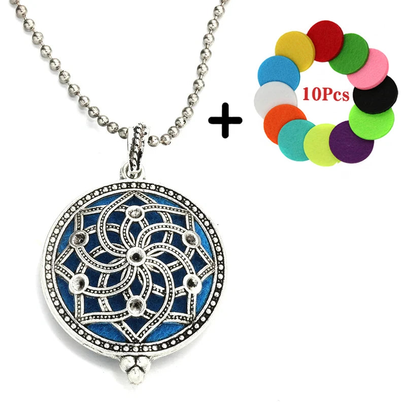 Beliebte Design Mode Aromatherapie Halskette Lotus Parfüm Medaillon Schmuck Ätherisches Öl Diffusor Anhänger Unisex Für Dropshipping