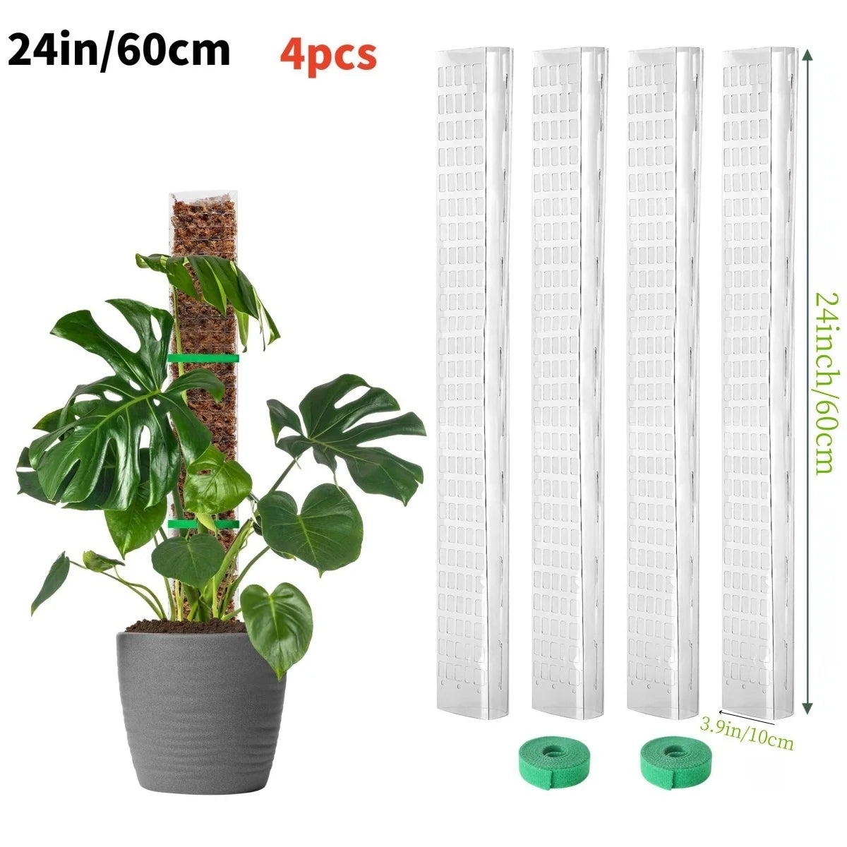 Kunststoff-Moosstange für Pflanzen Monstera, 24 Zoll/36 Zoll/48 Zoll Pflanzenstangen für Kletterpflanzen, Unterstützung für Zimmerpflanzen, Gartenwachstumspfahl