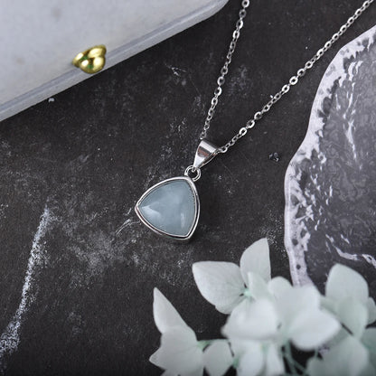 ITSMOS Halskette mit Anhänger aus natürlichem Labradorit, Aquamarin, Dreieck, blaues Licht, Stein-Halskette, schlichter, eleganter Schmuck für Frauen