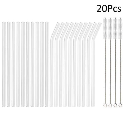 /14mm hohes Boro silikat glas Stroh Stück wieder verwendbare umwelt freundliche Trinkhalme Set Bubble Tea Smoothies Bar Zubehör