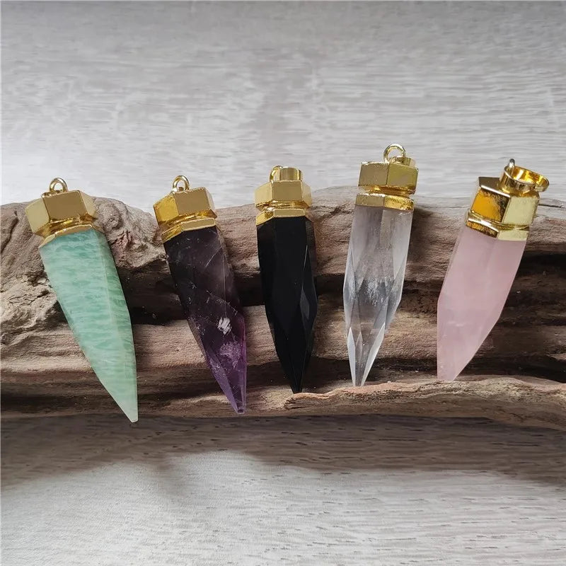Fuwo 1pcs Natur kristall Spike Anhänger, für die Schmuck herstellung pd085gm