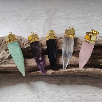 Fuwo 1pcs Natur kristall Spike Anhänger, für die Schmuck herstellung pd085gm