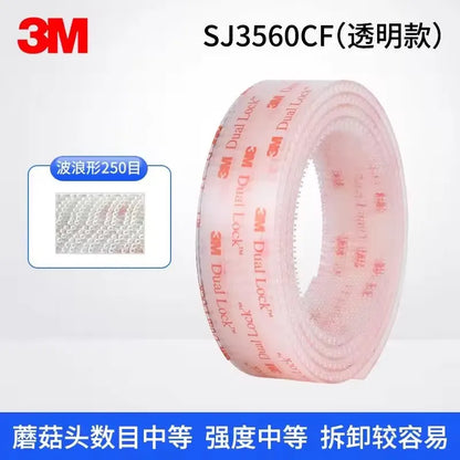 3M Dual Lock SJ3560 Transparenter Pilzverschluss-Klebeband, Schnellverschluss, Stark und Sicher, Langlebig für Wiederholtes Öffnen und Schließen