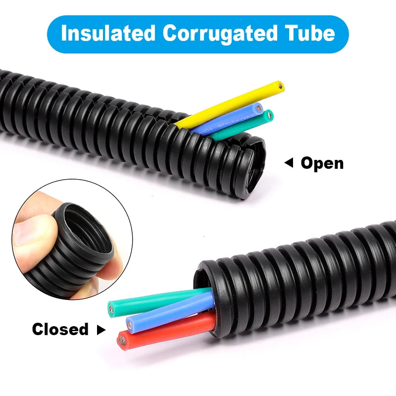 5 Meter Wellrohr 7,5 mm – 34,5 mm Autokabel, hitzebeständig, isolierter Rohrgurt, Motorausrüstung, Schutzhülle
