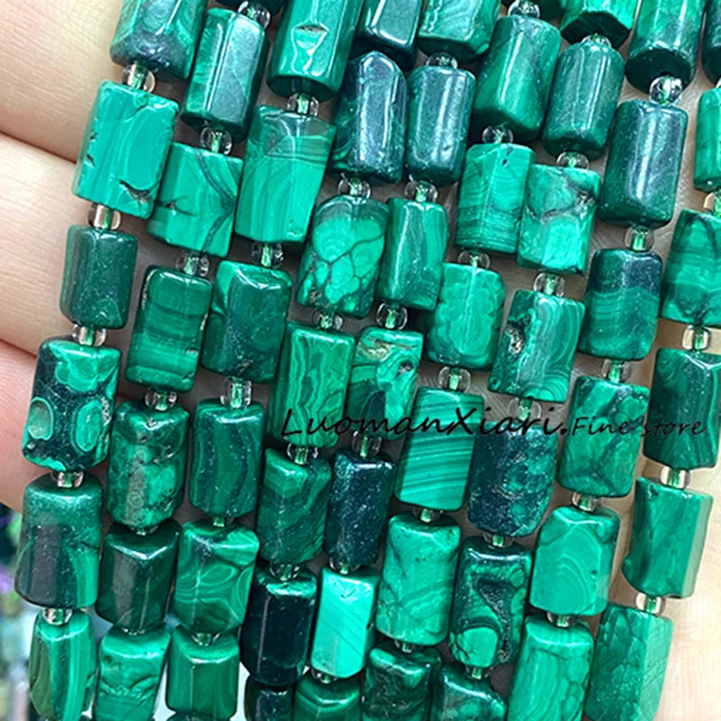 8x12mm Naturstein Grüner Malachit Unregelmäßiger Zylinder Lose Distanzperlen für Schmuckherstellung Diy Armband Charms Zubehör