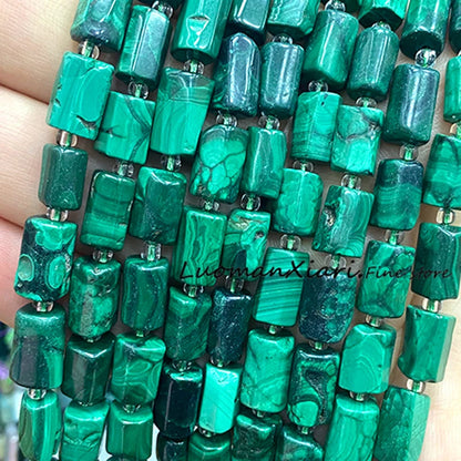 8x12mm Naturstein Grüner Malachit Unregelmäßiger Zylinder Lose Distanzperlen für Schmuckherstellung Diy Armband Charms Zubehör