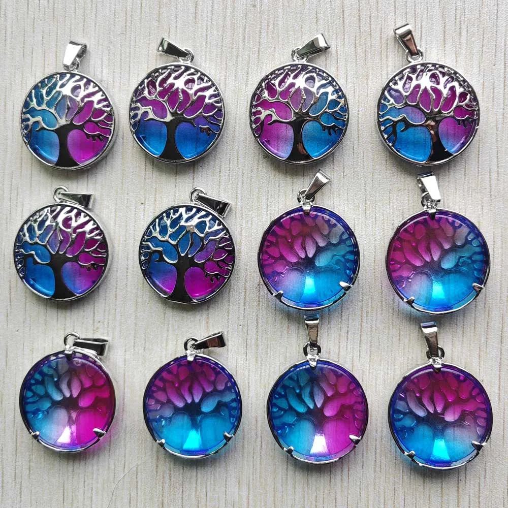 Großhandel 12 teile/los mode naturstein legierung baum des lebens mix Anhänger für halsketten schmuck zubehör machen schnelle versand