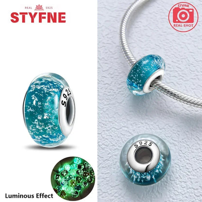 Echtes Sterlingsilber 925, Blumen-Charms, Glas, neue Original-Perle, bunt, Murano, passend für Original-Armbänder, DIY für Frauen, Schmuck, Geschenke