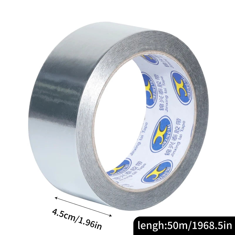 Aluminiumfolienband 50m, 50µ/0,05mm, Stark Klebend für Abdichtung, Isolierung, Hitzebeständigkeit, Verschiedene Breiten (2-20cm) für HVAC