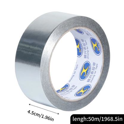 Aluminiumfolienband 50m, 50µ/0,05mm, Stark Klebend für Abdichtung, Isolierung, Hitzebeständigkeit, Verschiedene Breiten (2-20cm) für HVAC