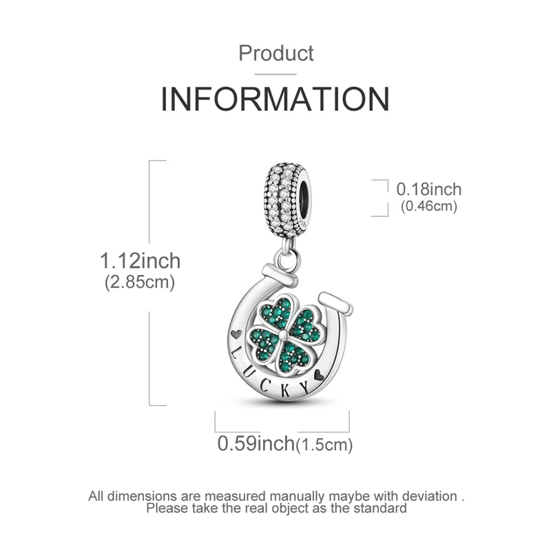 925er Sterlingsilber, grüne Charms, Perlen, vierblättriges Kleeblatt, baumelnd, für Frauen und Mädchen, Original-Armband, DIY-Schmuck, Geschenke