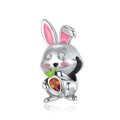 Animal Series Charms aus 925er-Sterlingsilber, Kaninchen, Katze, Pfau, Elefant, Türkei, Hund, passend für DIY-Armbänder, Halsketten, niedliche dekorative Geschenke