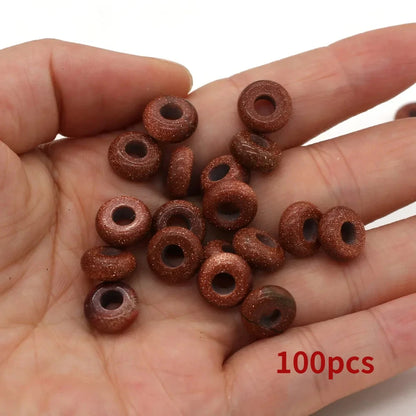 Großhandel 100 Stück Natursteinperlen, großes Loch, Abacus-Form, Agts-Steinperlen für die Herstellung von Schmuck, Halsketten, Loch 4 mm, Größe 5 x 10 mm