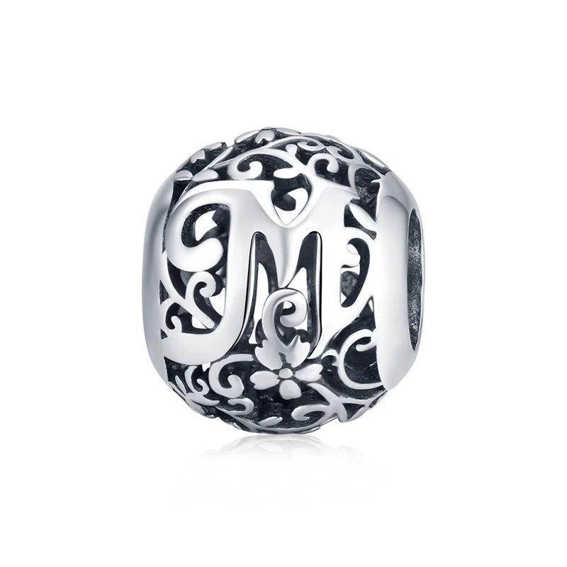 WOSTU Echt 925 Sterling Silber Herz Perlen Blume Retro Muster Charms Anhänger Fit Original DIY Armband Halskette Silber Schmuck