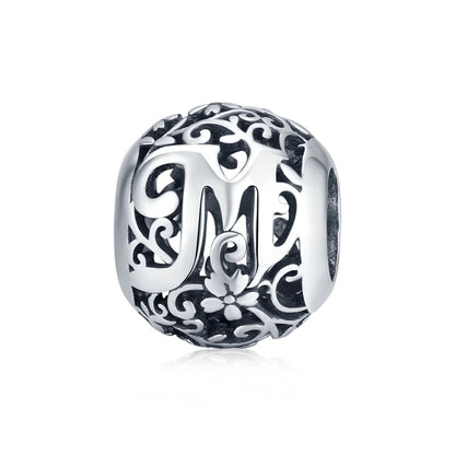 WOSTU Echt 925 Sterling Silber Herz Perlen Blume Retro Muster Charms Anhänger Fit Original DIY Armband Halskette Silber Schmuck