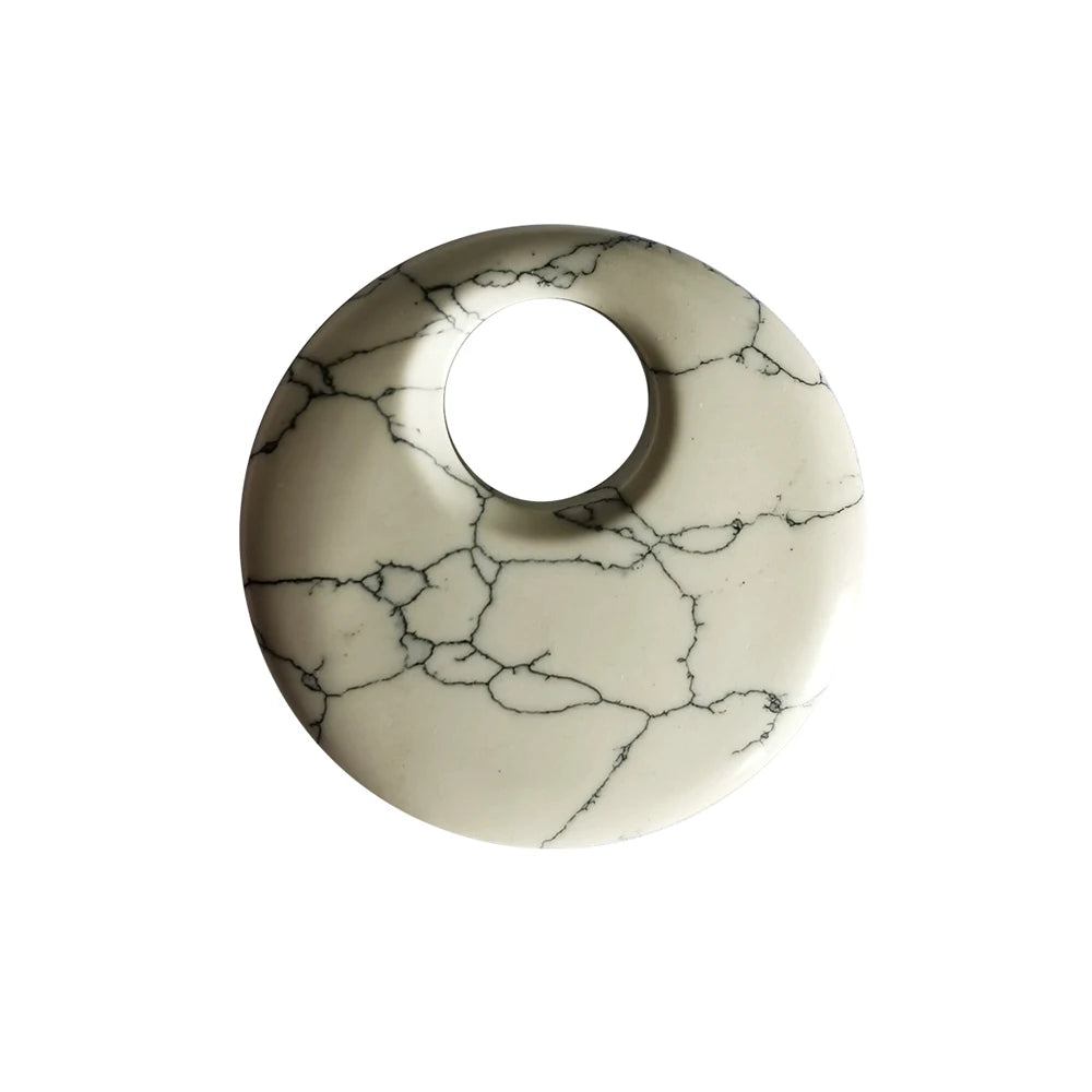 Natürliche 30 mm Donut-Edelstein-Charms für die Herstellung von Schmuck, 8 mm Loch, Polierkristall, runder Glücksmünzenschutz, Heilung