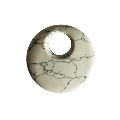 Natürliche 30 mm Donut-Edelstein-Charms für die Herstellung von Schmuck, 8 mm Loch, Polierkristall, runder Glücksmünzenschutz, Heilung