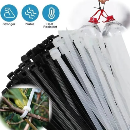 100–2000 Stück Kunststoff-Nylon-Kabelbinder, selbstsichernde Kabelbinder, Riemen, verstellbare Kabel, Befestigungsschlaufe, Heimbüro, Kabelbinder