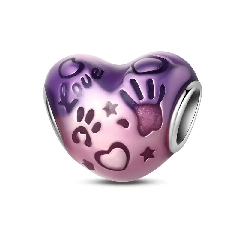 Lila Serie 925 Sterling Silber Traubenblüten Weinflasche Lebensbaum Tulpen Schnur-Dekoration Passend für DIY Armband Halskette Geschenk