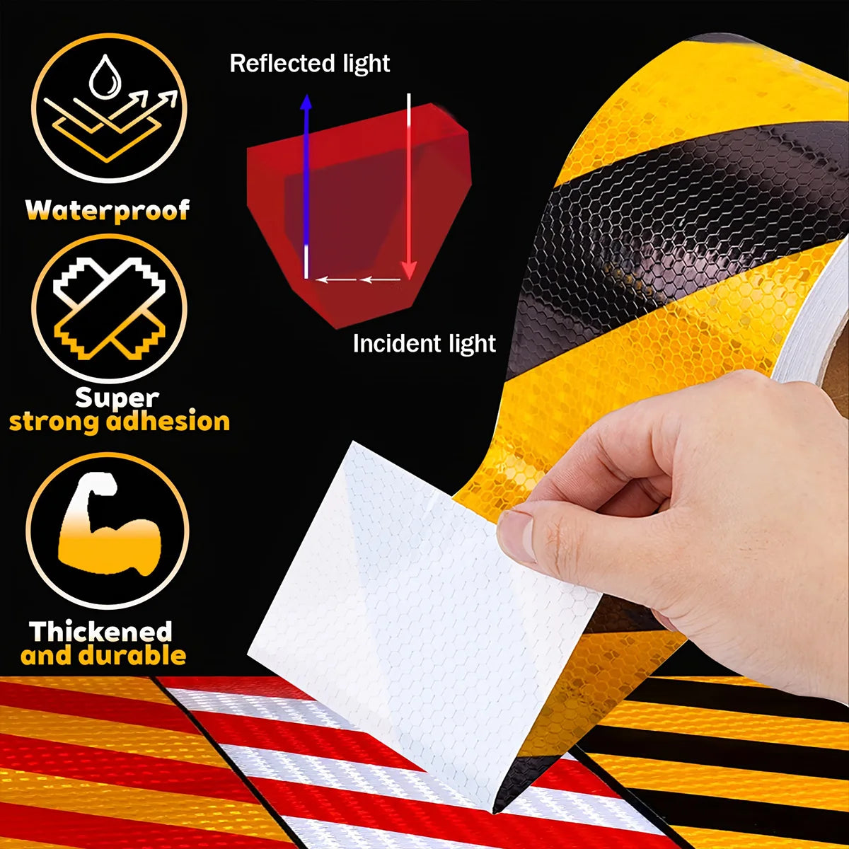 Reflektierendes Twill-Klebeband, hohe Sichtbarkeit, selbstklebender Sicherheitswarnaufkleber, Auffälligkeit für LKW