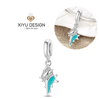 Charms-Anhänger aus 925er-Sterlingsilber mit blauen Ozean-Serie, passend für das DIY-Armband der Marke, Damenschmuck, Geschenke für Freundin