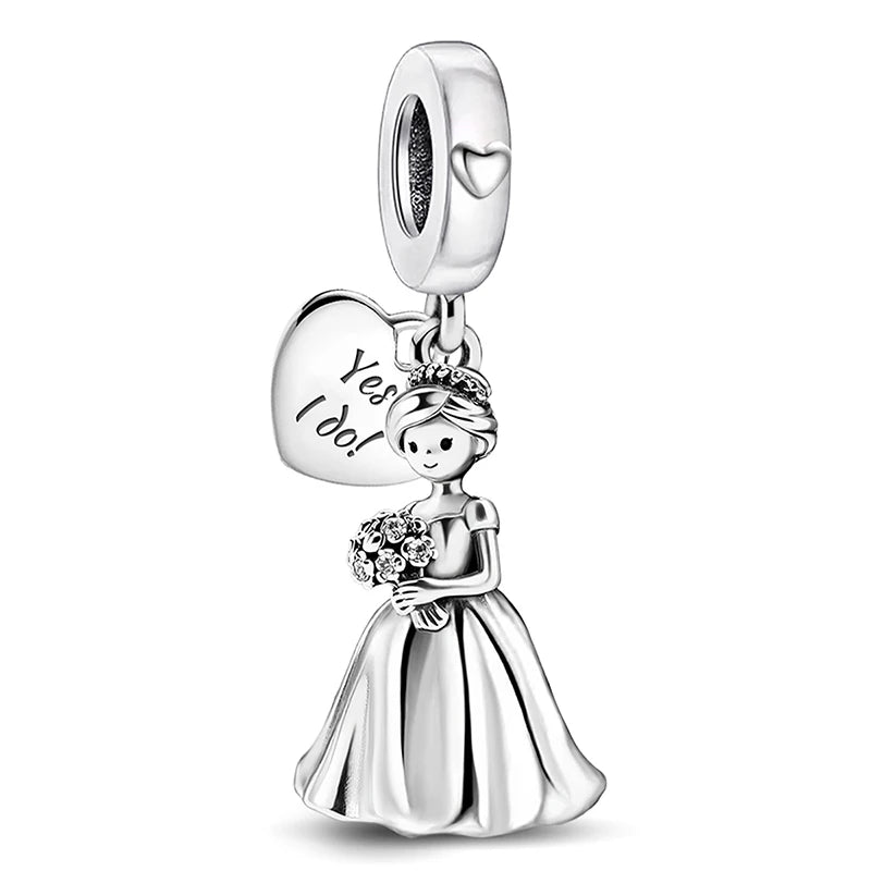 Charms aus 925er-Sterlingsilber für Jungen und Mädchen, Paar-Serie, Vorschlag, Geständnis, Perlen, passend für Original-Pan-Armbänder, edler Schmuck, Geschenk