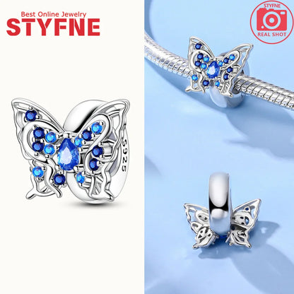Neue Silber 925 Blaue Libelle Schmetterling Charms Perlen Fit Original Armband für Frauen DIY Edlen Schmuck Zubehör Perlen Geschenke