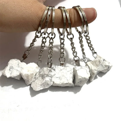 20 stücke Natürliche Raue Rohstein Kristall Quarz Schlüsselbund Frauen Männer Handtasche Hangle Auto Schlüssel Halter Raw Mineral Stein Schlüsselring schmuck
