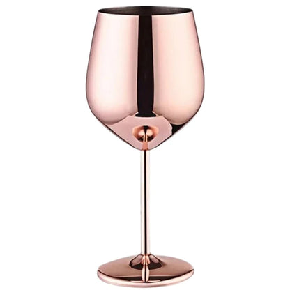 500 ml Weinglas-Becher aus Edelstahl, 304 Roségold, Silber, Goldfarbe, langlebiger Metallbecher für Rotwein, Champagner, Bar, Party