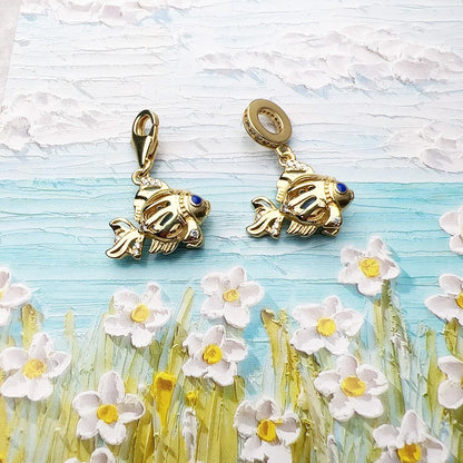 Bunte Fische vergoldet Anhänger Charms DIY Schmuck Sommer süß 100 % 925 Sterling Silber Geschenk