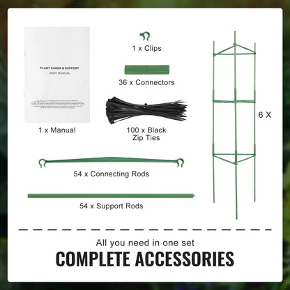 SucceBuy 6er-Pack Tomatenkäfige für Gartenspalier, Pflanzenpfähle, Stütze für Hochbeet, Gemüse, Blumen, Kletterpflanzen