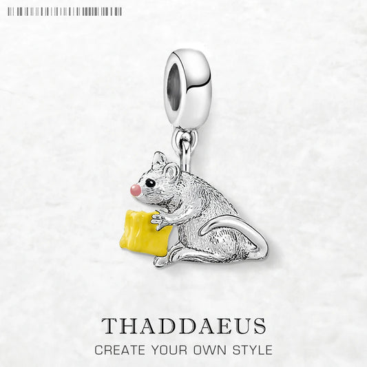 Maus- und Käse-Charms-Anhänger, passend für Europa-Armbänder, europäischer Stil, 925er Sterlingsilber, süßer Modeschmuck, Club für Damen und Herren