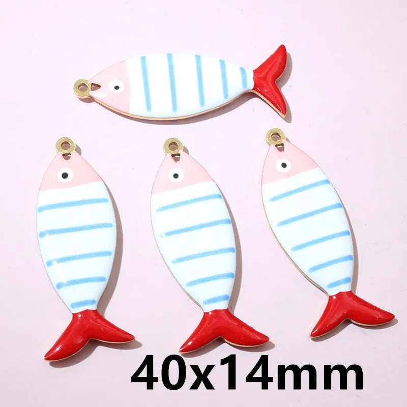 10 Stück Edelstahl Emaille Fisch Charms Anhänger 31x12mm DIY Schmuck Making Zubehör Erkenntnisse für Halsketten Ohrringe Armbänder