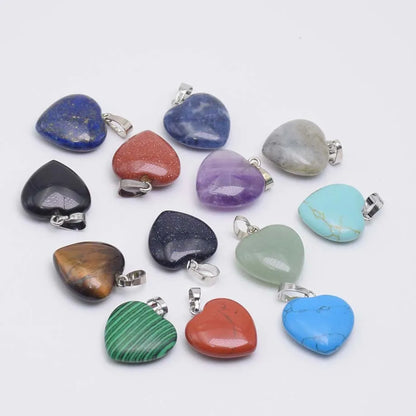 Natürliche Achate Türkise Rosa Quarz Herzform Anhänger Kristall Amethysten Heilung Edelstein Halskette Frauen Charme Männer Schmuck