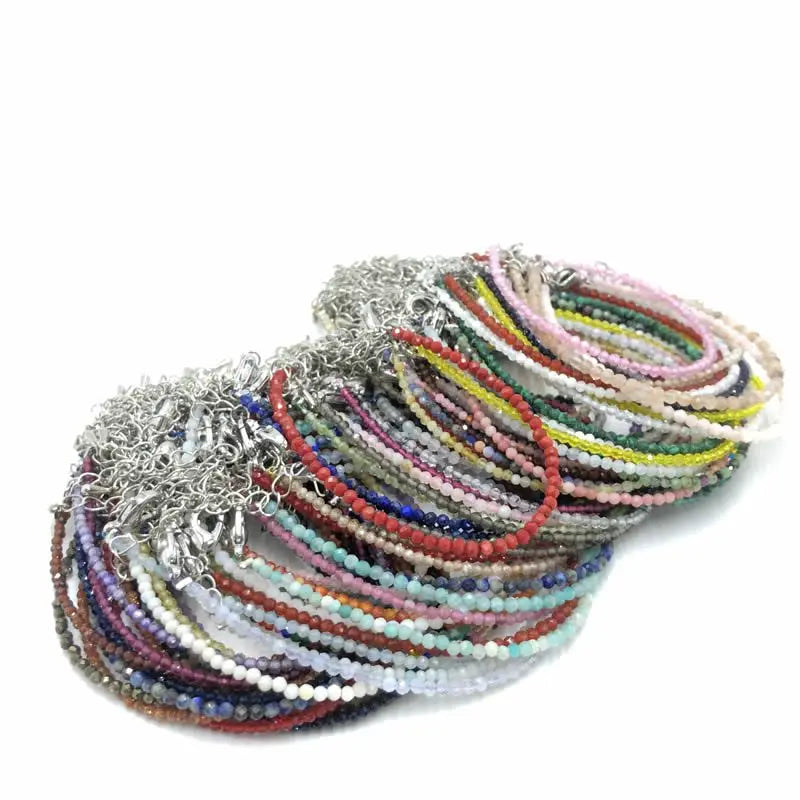 High Quality Natural Stone 2-3mm Handmade Micro Faced Beads Women's Agate Crystal Zircon Bracelet Jewelry Gift