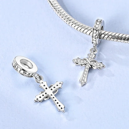 Charm Heiße Verkäufe 925 Silber Original Jesus Kreuz Charms Perlen Fit Anhänger Charm Armband Baumeln für Frauen DIY Edlen Schmuck Machen