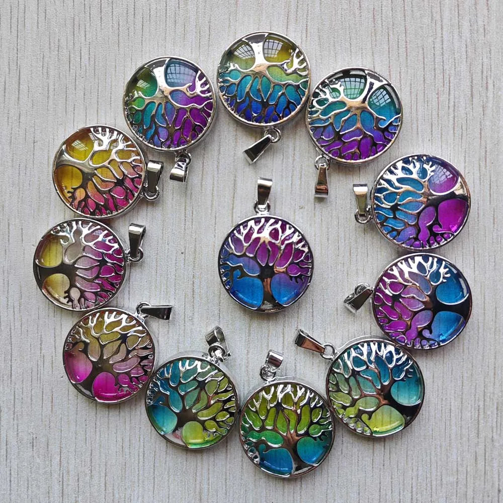 Großhandel 12 teile/los mode naturstein legierung baum des lebens mix Anhänger für halsketten schmuck zubehör machen schnelle versand