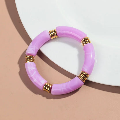 Vintage Chunky Bamboo Elbow Acrylic Bracelets for Women Men Rock Punk Stretch Large Curved Tube Stacking Bangle Couple Jewelry Gifts