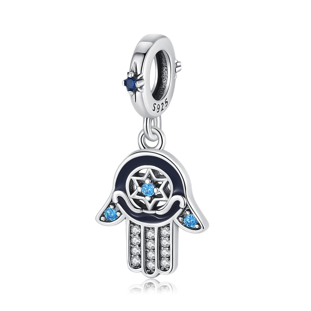 Blaue Serie 925 Sterling Silber Eidechsen-Herz Roboter Kaffee Mit Blumen Charms Passend für DIY Armband Halskette Casual Party Geschenke
