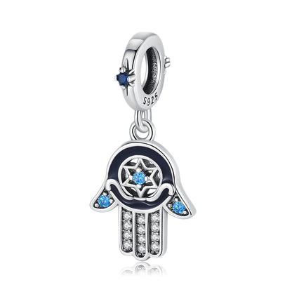 Blaue Serie 925 Sterling Silber Eidechsen-Herz Roboter Kaffee Mit Blumen Charms Passend für DIY Armband Halskette Casual Party Geschenke