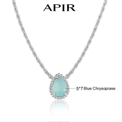 APIR Edelstein Wassertropfen Halskette Böhmischer Stil Damen Anhänger Halskette 5A Zirkon Kette Halskette Schmuck Täglich Niedrigster Preis