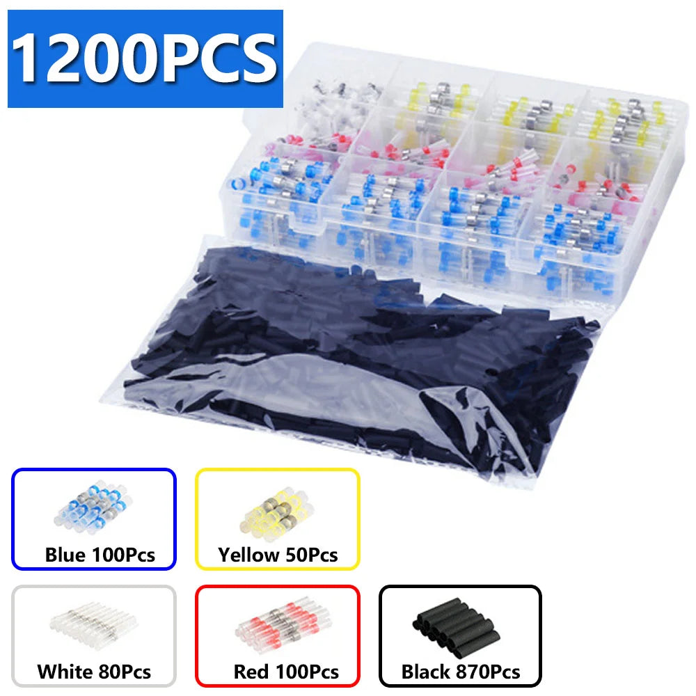 280/1200 stücke Solder Sealed Wire Connectors Schrumpf Solder Butt Connectors Solder Connector Kit Automotive Marine Isolierung