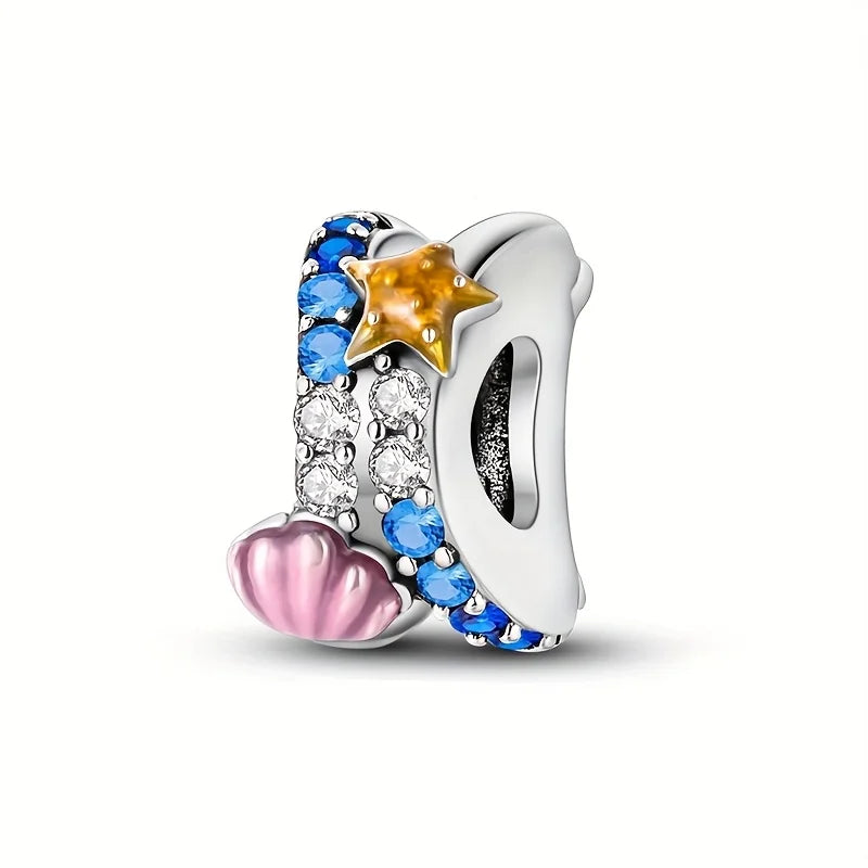Charms-Anhänger aus 925er-Sterlingsilber mit blauen Ozean-Serie, passend für das DIY-Armband der Marke, Damenschmuck, Geschenke für Freundin