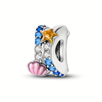 Charms-Anhänger aus 925er-Sterlingsilber mit blauen Ozean-Serie, passend für das DIY-Armband der Marke, Damenschmuck, Geschenke für Freundin