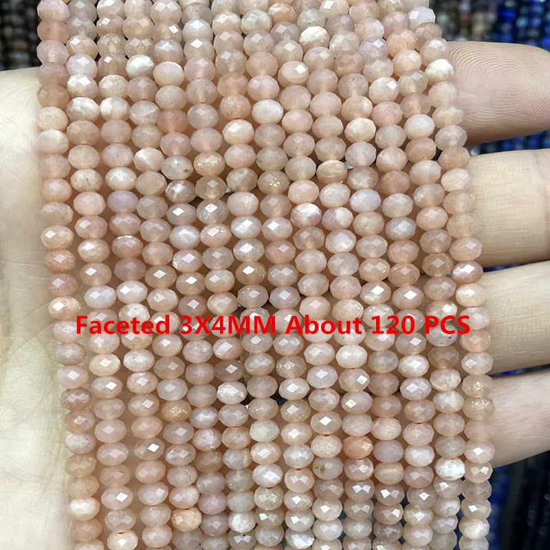 Natürliche Sonnenstein Edelsteine Unregelmäßige Facettierte Rondelle Runde Lose Spacer Perlen Für Schmuck Machen DIY Armband Halskette Zubehör