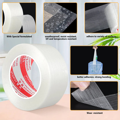 25 m starkes Faserband – extrem langlebiges Filament, transparent, gestreift, elektrischer Festkleber für 18650-Batterieverpackungen usw