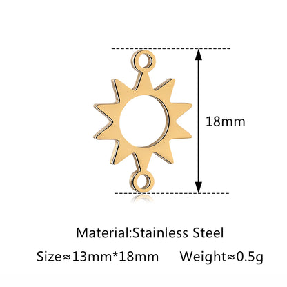 5Pcs Hohl Stern/Mond/Sonne Doppel Loch Charme Edelstahl Halskette Armband Anhänger DIY Link Stecker Schmuck machen Liefert