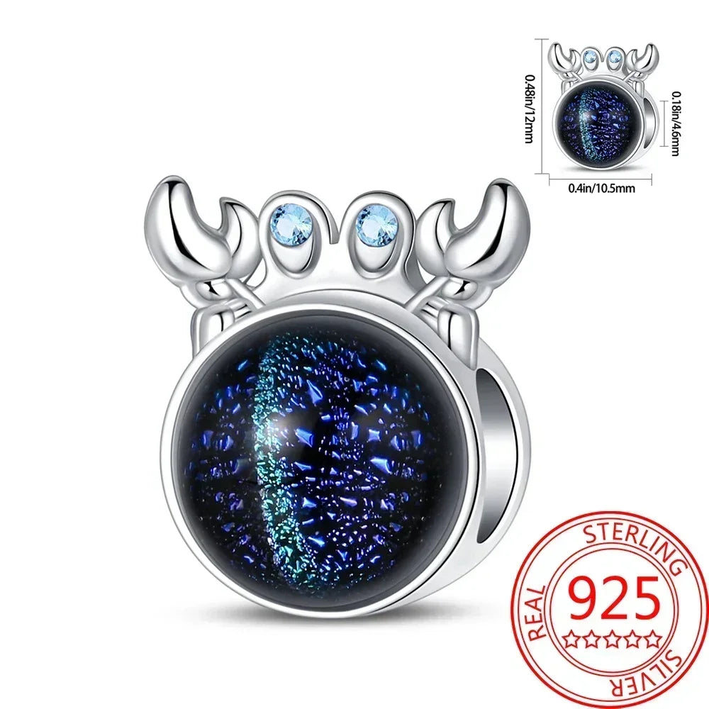 Charms-Anhänger aus 925er-Sterlingsilber mit blauen Ozean-Serie, passend für das DIY-Armband der Marke, Damenschmuck, Geschenke für Freundin