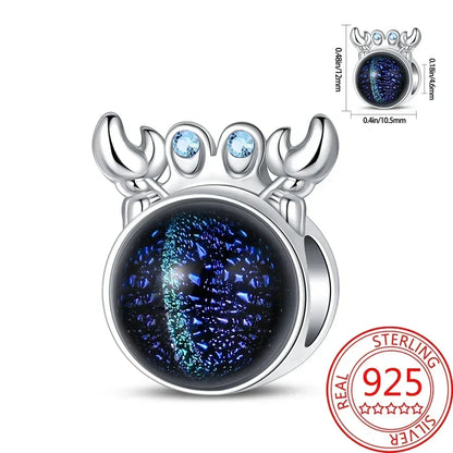 Charms-Anhänger aus 925er-Sterlingsilber mit blauen Ozean-Serie, passend für das DIY-Armband der Marke, Damenschmuck, Geschenke für Freundin